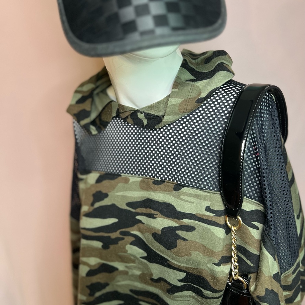 La Senza Camouflage Mesh Black|Green Hoodie Goth Alt